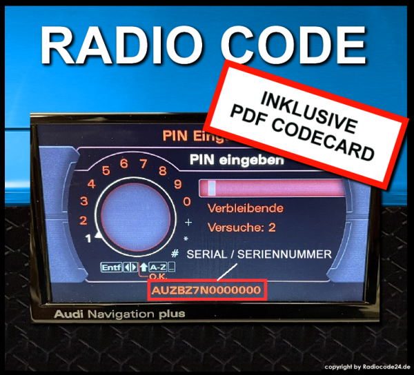 Radio Code passend für Audi Navigation Plus RNS-E AUZBZ7
